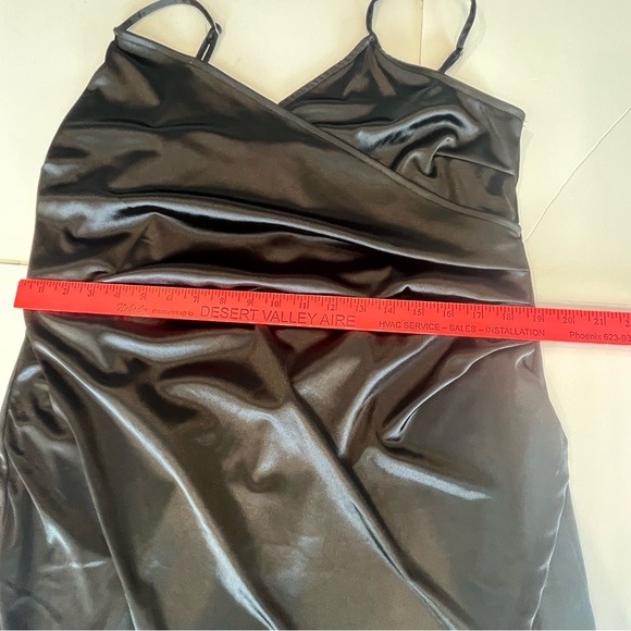 Iris Plus Size LBD Plus Size 3X Black Silk-Like Asymmetrical Spaghetti Straps - Picture 5 of 14